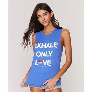 Beautiful Spiritual Gangster Exhale Love Only Royal Blue Tank
